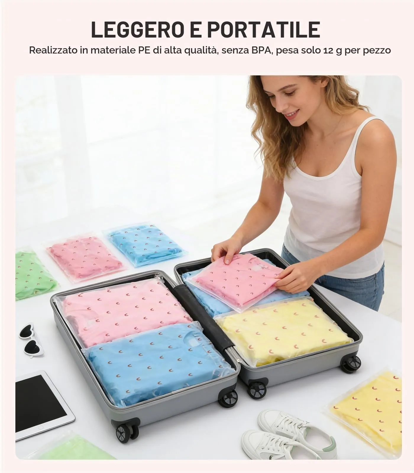 AiQInu 20 Pezzi Sacchetti per Vestiti Trasparenti Plastica, Sacchetti Vestiti Viaggio, Borsa Valigia Organizer, Trasparenti Plastica da Zip - immagine 7