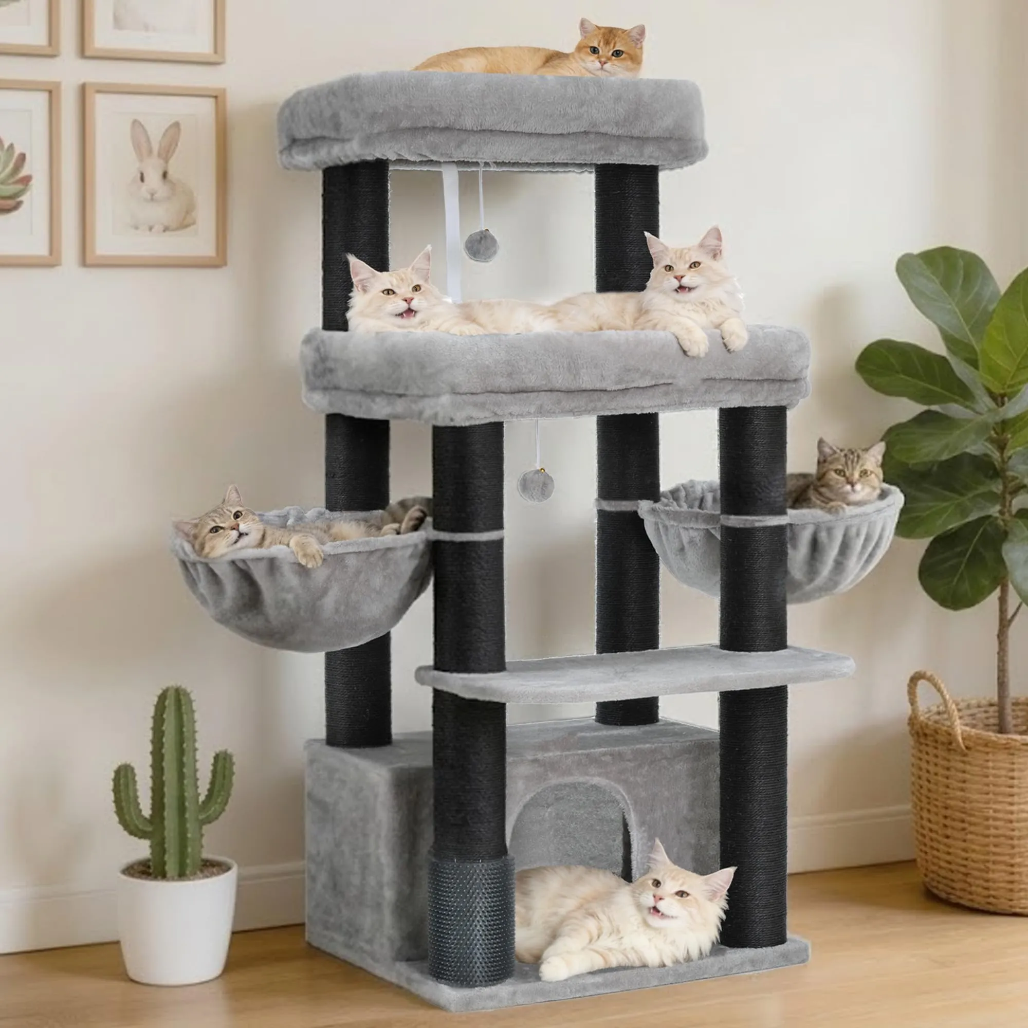 Hey-brother Tiragraffi per Gatti, Colonna sisal 8cm spessa, Cuccia, MPJ02W - immagine 1