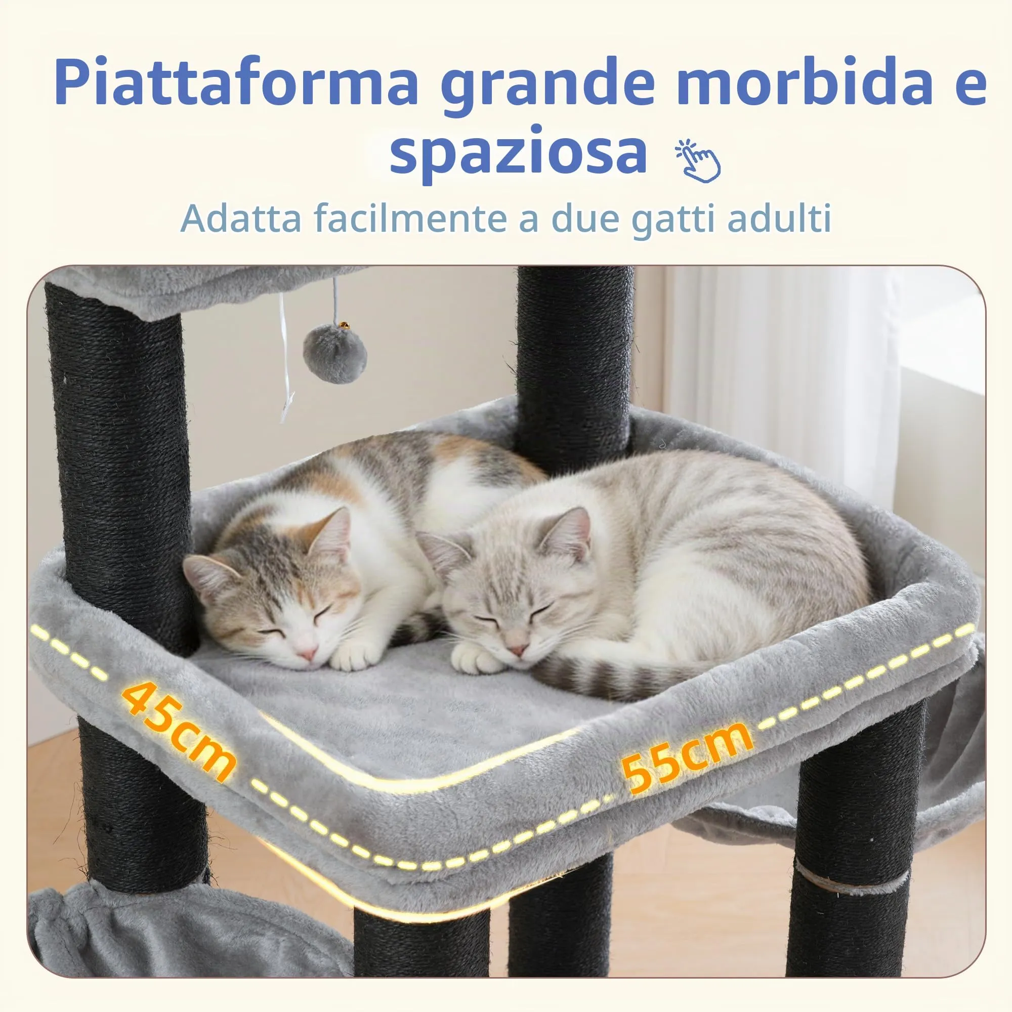 Hey-brother Tiragraffi per Gatti, Colonna sisal 8cm spessa, Cuccia, MPJ02W - immagine 3