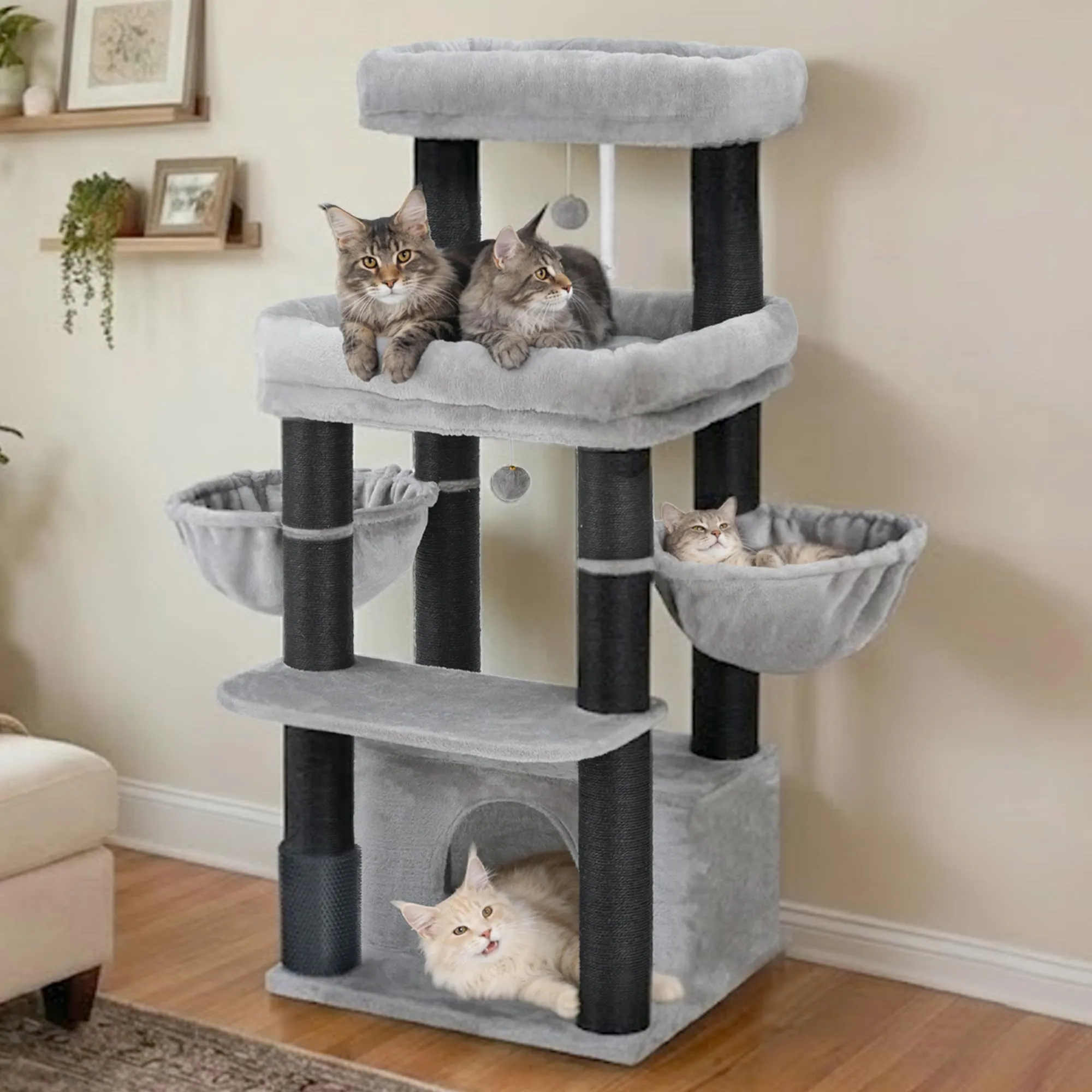 Hey-brother Tiragraffi per Gatti, Colonna sisal 8cm spessa, Cuccia, MPJ02W - immagine 9