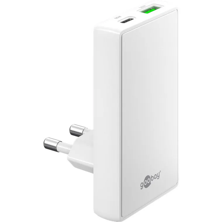 Caricatore rapido doppio USB-C/A PD GaN 90°, Caricabatterie - immagine 1