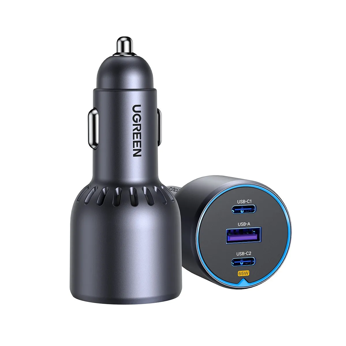 Caricabatterie Auto UGREEN EC703, 75W, 3.25A, 1 x USB-A - 2 x USB-C, Nero - immagine 1
