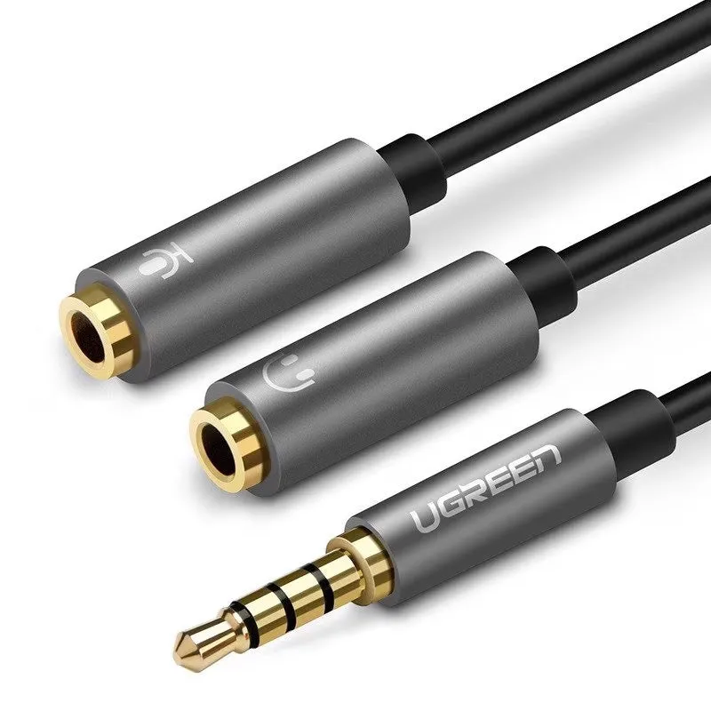 Adattatore Audio 3.5mm - 2 x 3.5mm UGREEN AV141, 0.2m, Grigio - immagine 1