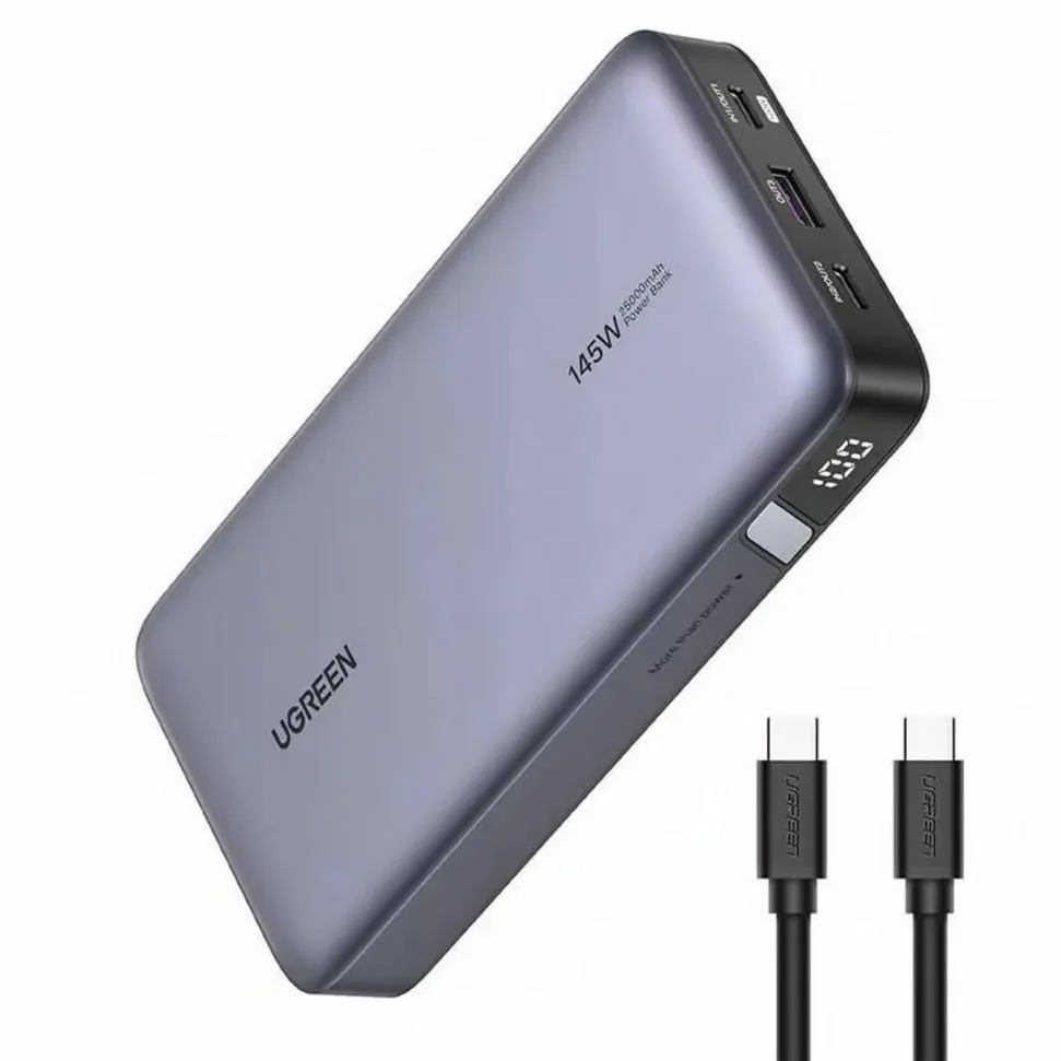 Batteria Esterna UGREEN PB205, 25000mAh, 145W, QC + PD, 1 x USB-A - 2 x USB-C, Grigio - immagine 1