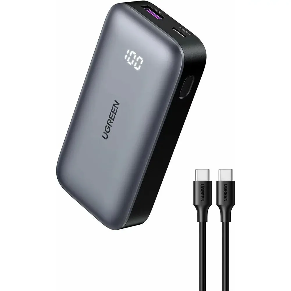 Batteria Esterna UGREEN PB502, 10000mAh, 30W, QC + PD, 1 x USB-A - 1 x USB-C, Grigio - immagine 1