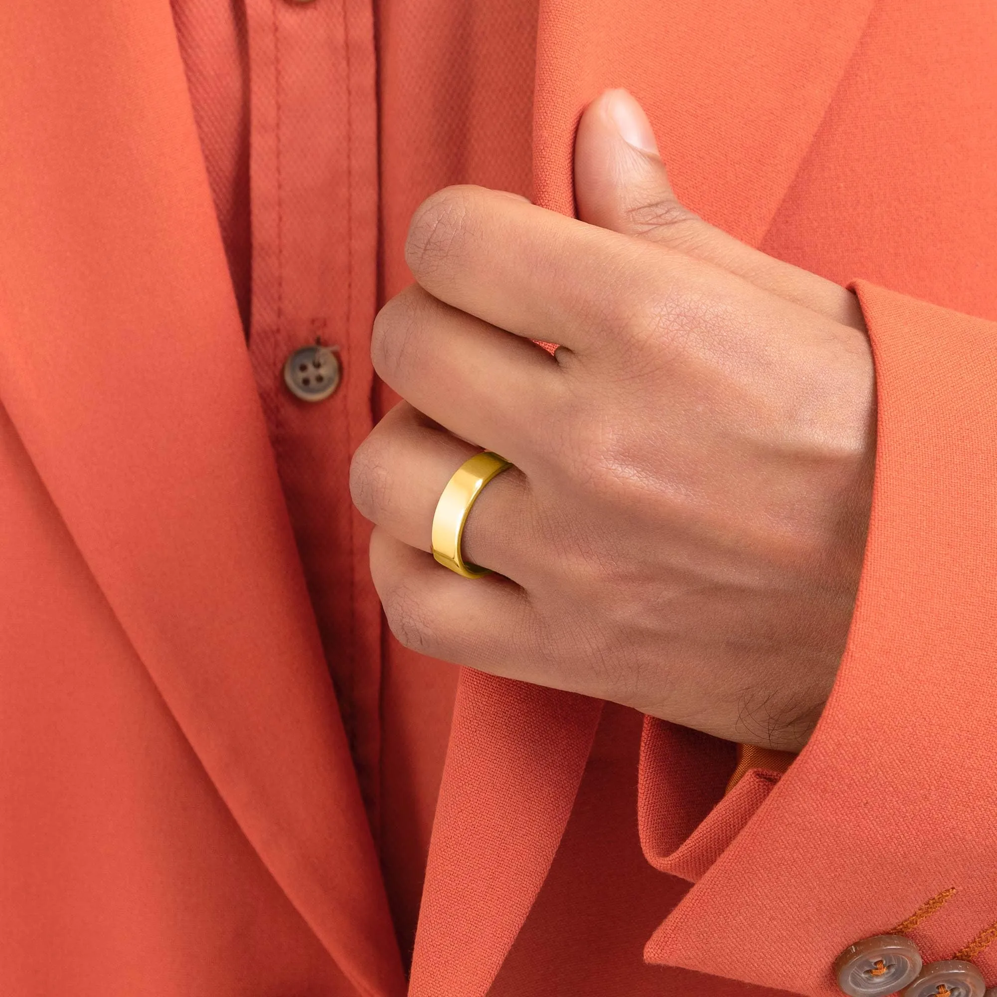 Amberta Fede Nuziale per Uomo in Argento Sterling 925 o Placcata Oro | Anello Pollice Uomo Fascia 5 6 8 mm Fedina Sposo Matrimonio: Oro 6 mm - Misura 19 - immagine 4