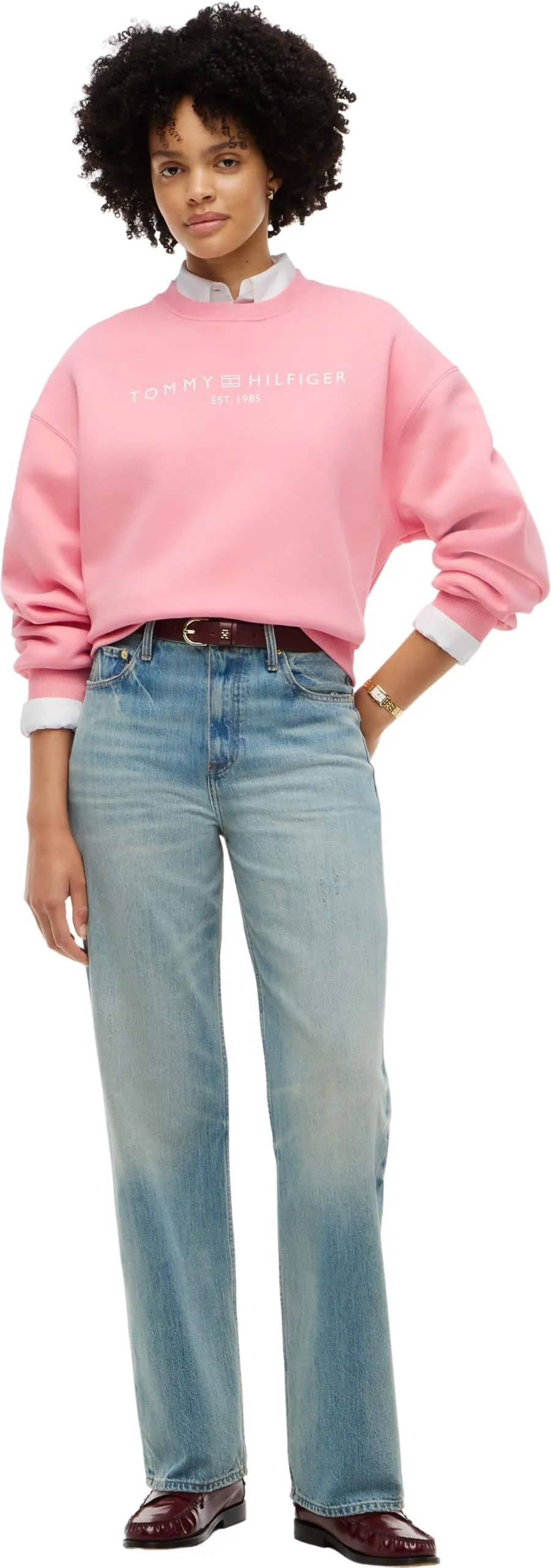 Tommy Hilfiger Felpa da Donna con Logo Mdrn Swtsrt Ww0ww47831, Rosa Garofano, M - immagine 4