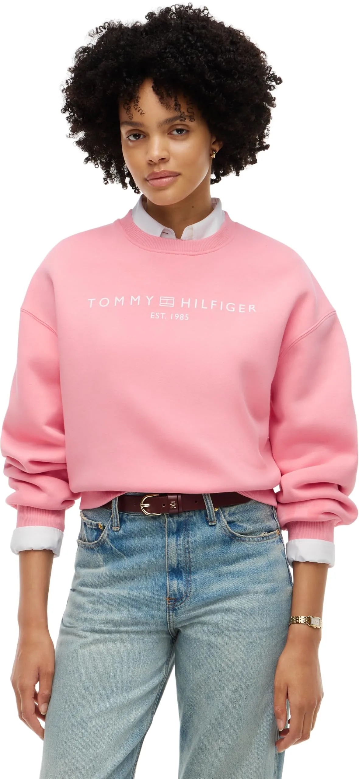 Tommy Hilfiger Felpa da Donna con Logo Mdrn Swtsrt Ww0ww47831, Rosa Garofano, XXS - immagine 1