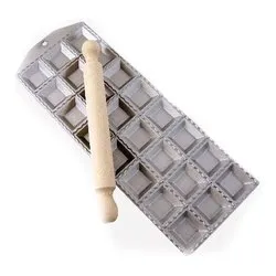 Stampo ravioli 24 fori con rullo legno (39x14,5cm) Silver 1628000 - immagine 1