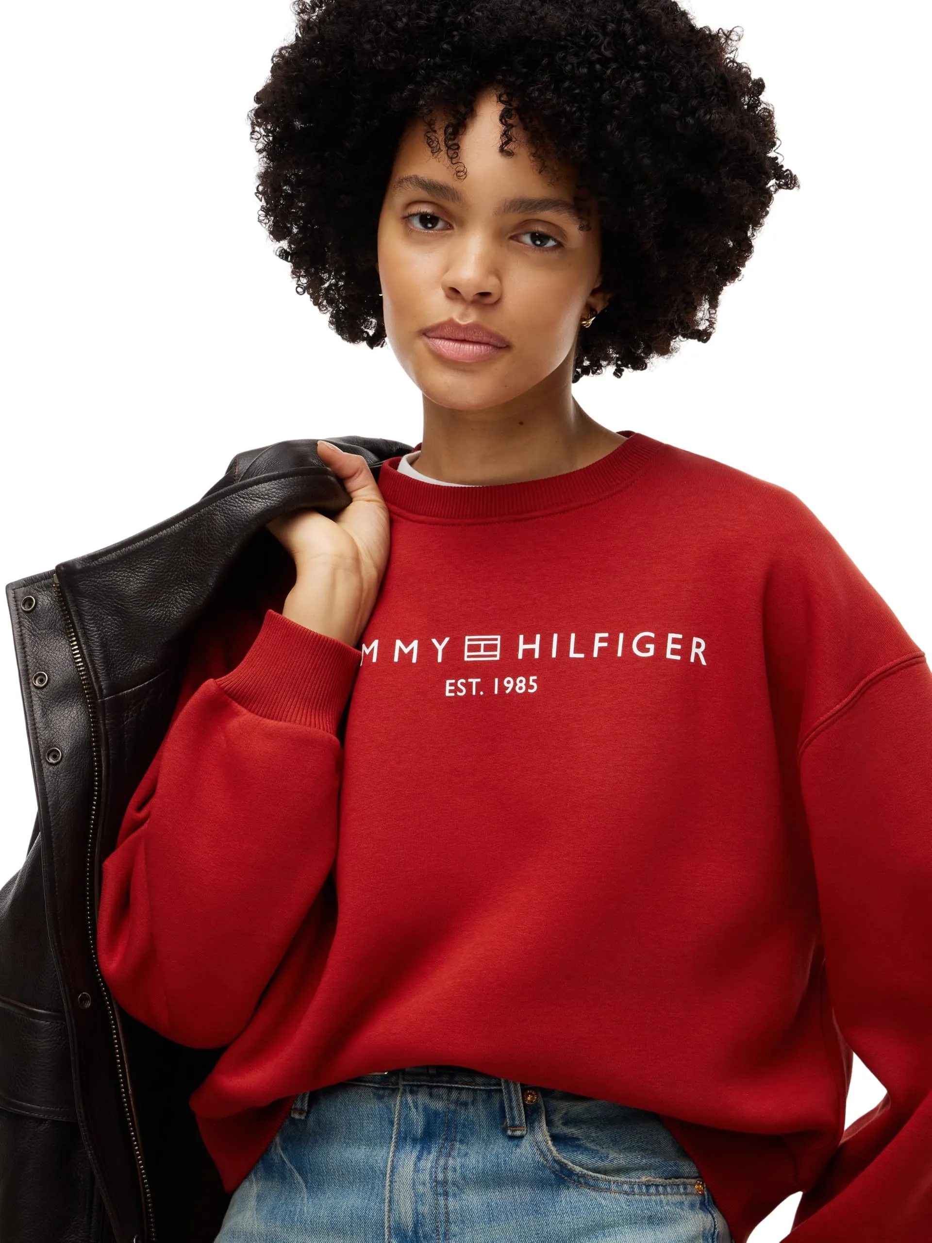 Tommy Hilfiger Donna Felpa Corp Logo Relaxed Fit, Rosso (Dark Magma), XL - immagine 3