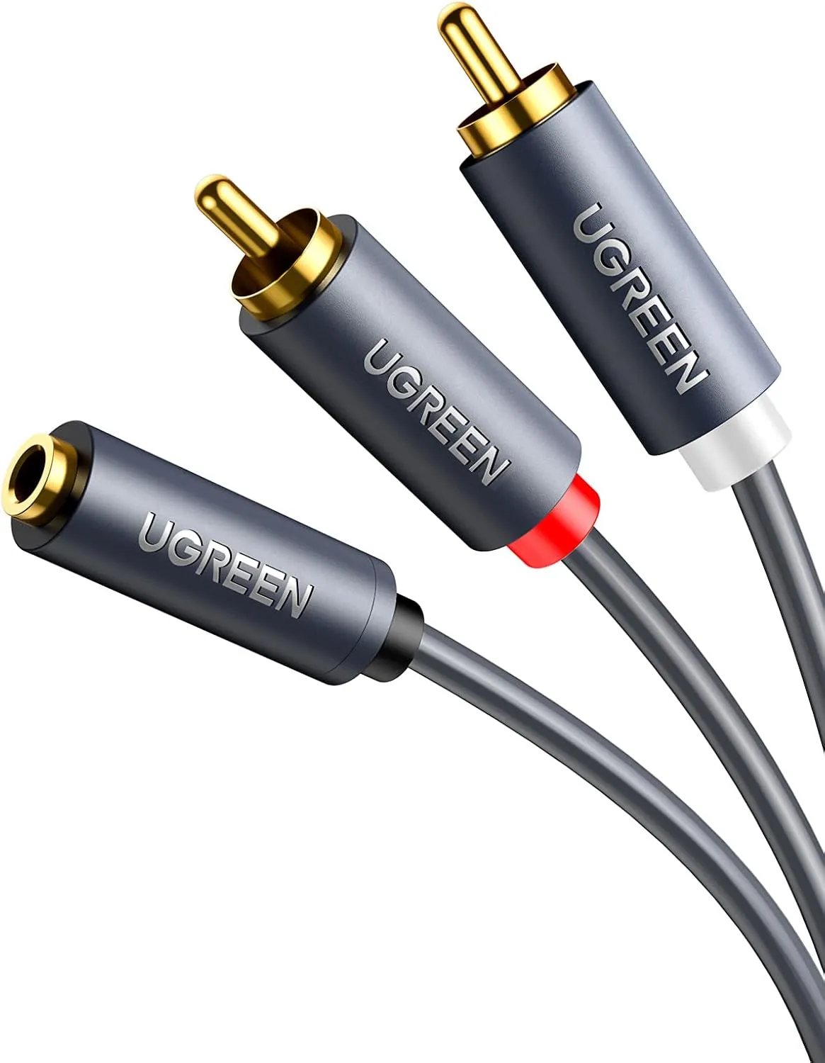 Cavo Audio 3.5mm - 2 x RCA UGREEN AV102, 1m, Grigio - immagine 1