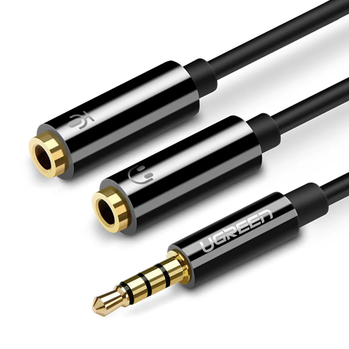 Adattatore Audio 3.5mm - 2 x 3.5mm UGREEN AV141, 0.2m, Nero - immagine 1