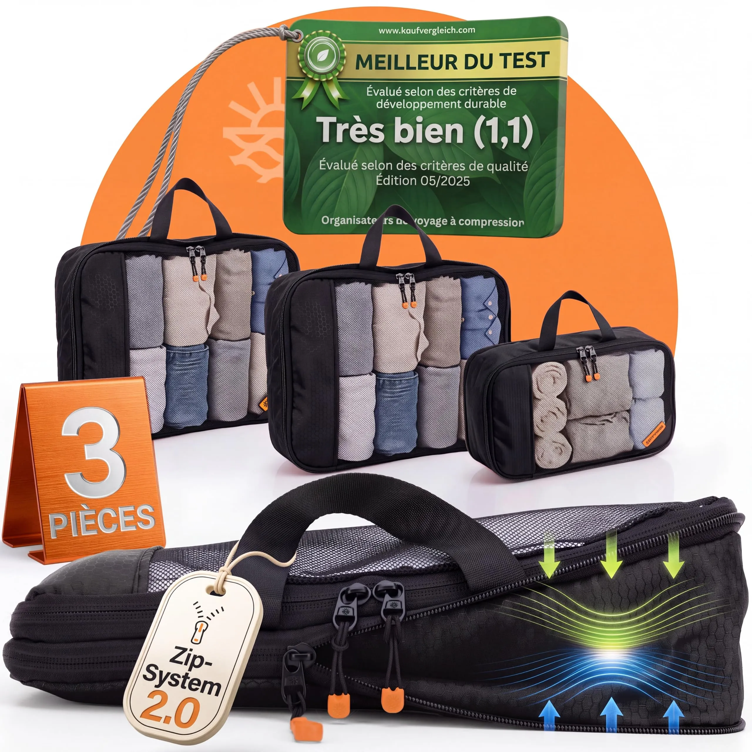 Set di cubi da imballaggio a compressione, organizer per valigie - immagine 1