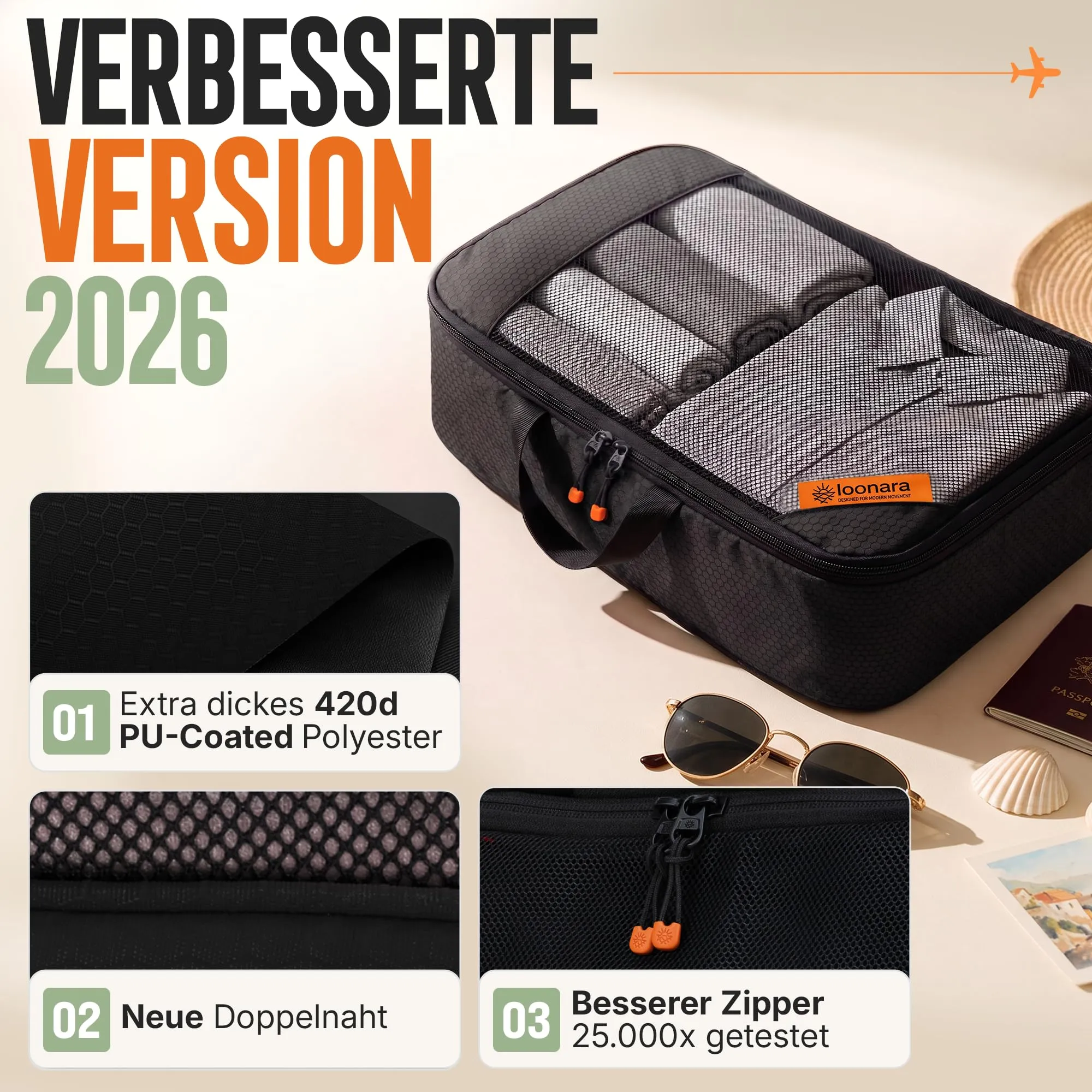 Set di cubi da imballaggio a compressione, organizer per valigie - immagine 7