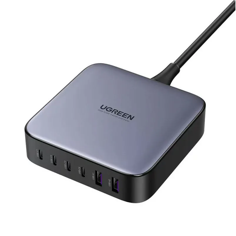 Stazione di ricarica UGREEN CD271 Nexode, 200W, 5A, 2 x USB-A - 4 x USB-C, Grigio - immagine 1