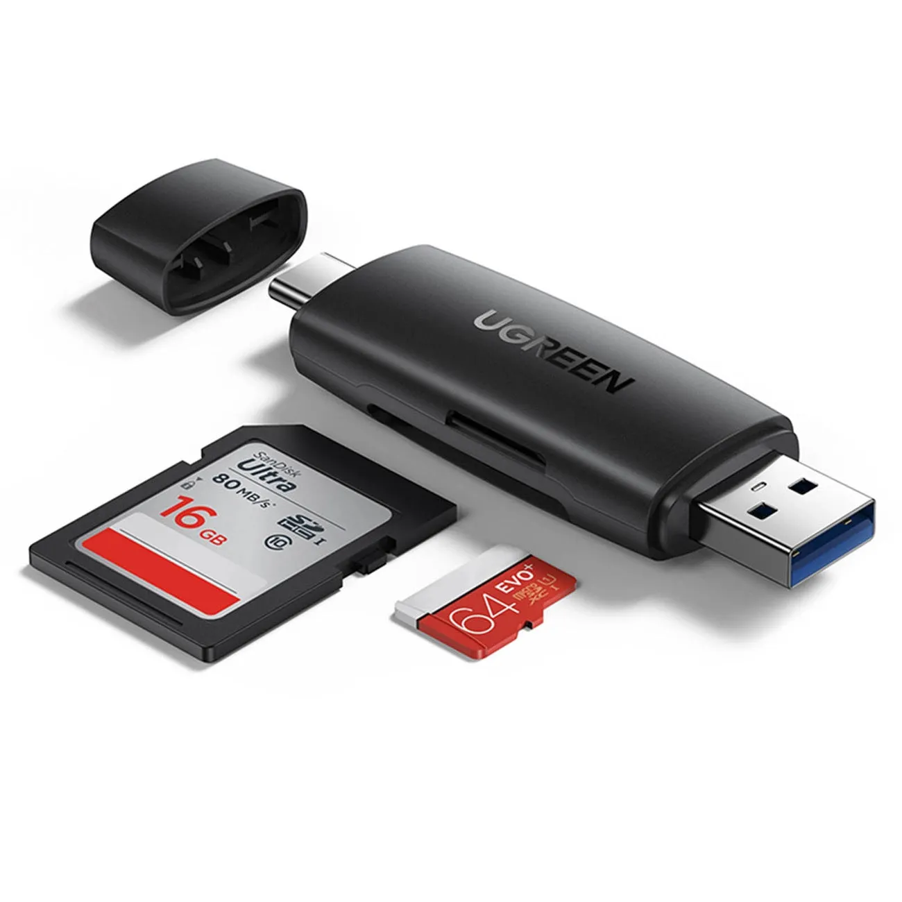 Lettore di schede USB / USB-C UGREEN CM304, SD - microSD, nero - immagine 1
