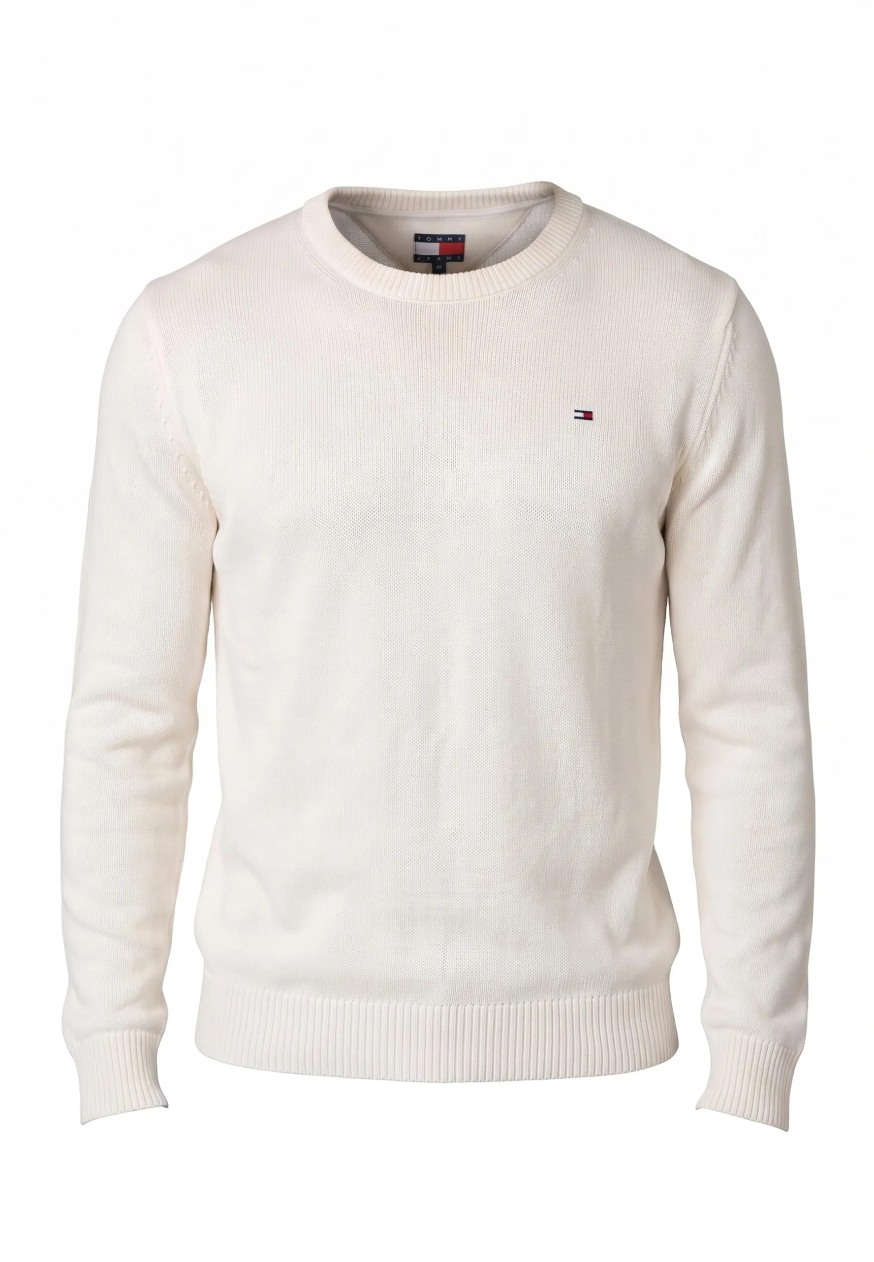 Tommy Jeans Tjm Slim Ess Sweater Ext Dm0Dm21787 Pullover Maglione, Bianco (off White), S - immagine 4