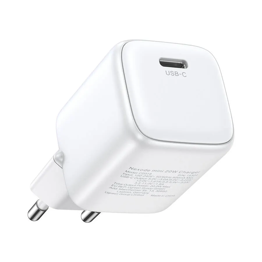 Caricabatterie di rete UGREEN CD318, 20W, 3A, 1 x USB-C, bianco - immagine 1