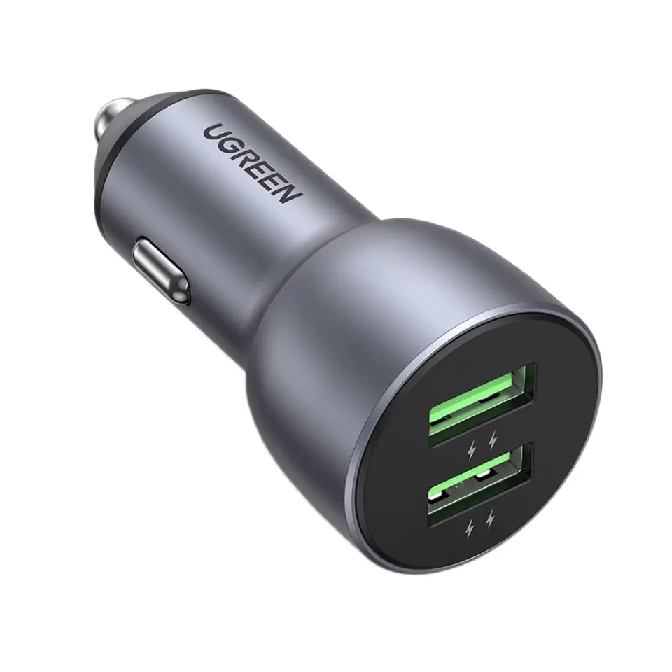 Caricabatterie per auto UGREEN CD213, 36W, 3A, 2 x USB-A, Grigio - immagine 1