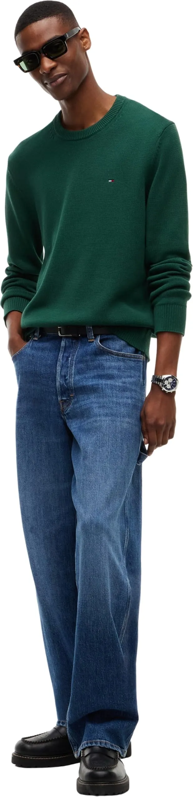 Tommy Jeans Tjm Slim Ess Sweater Ext Dm0Dm21787 Pullover Maglione, Verde (Verde Velluto), S - immagine 4