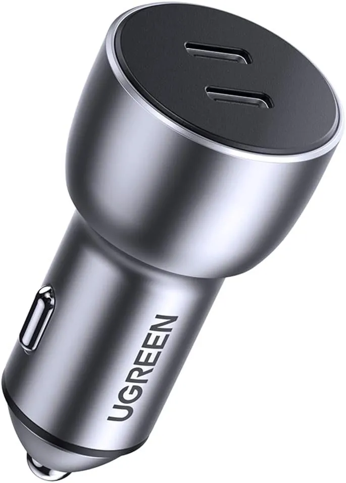 Caricabatterie da auto UGREEN CD213, 36W, 3A, 2 x USB-C, Grigio - immagine 1