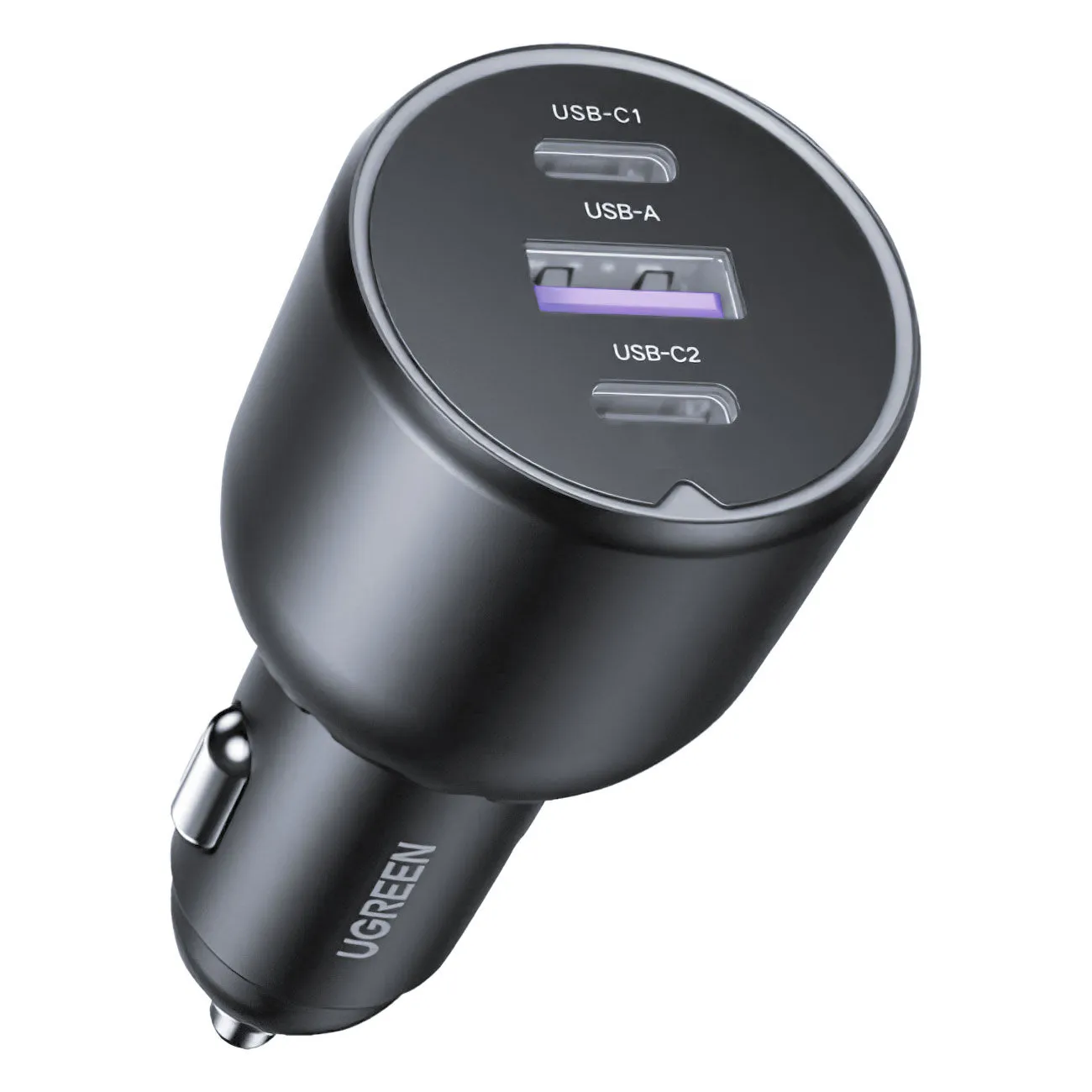 Caricabatterie da auto UGREEN EC705, 130W, 5A, 1 x USB-A - 2 x USB-C, Grigio - immagine 1