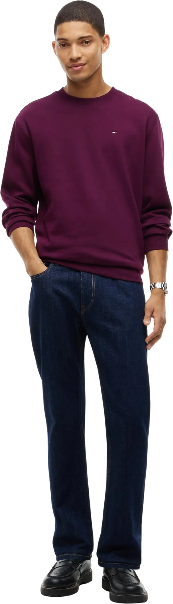 Tommy Jeans Felpa da Uomo Tjm Reg S Flag Crew Dm0Dm20741, Viola (Calypso Berry), XL - immagine 4