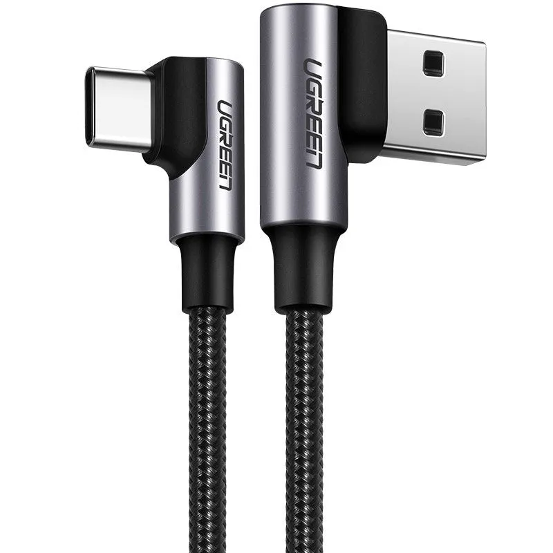 Cavo dati e ricarica USB-A - USB-C UGREEN US176 Angled, 60 W, 1 m, Grigio - immagine 1