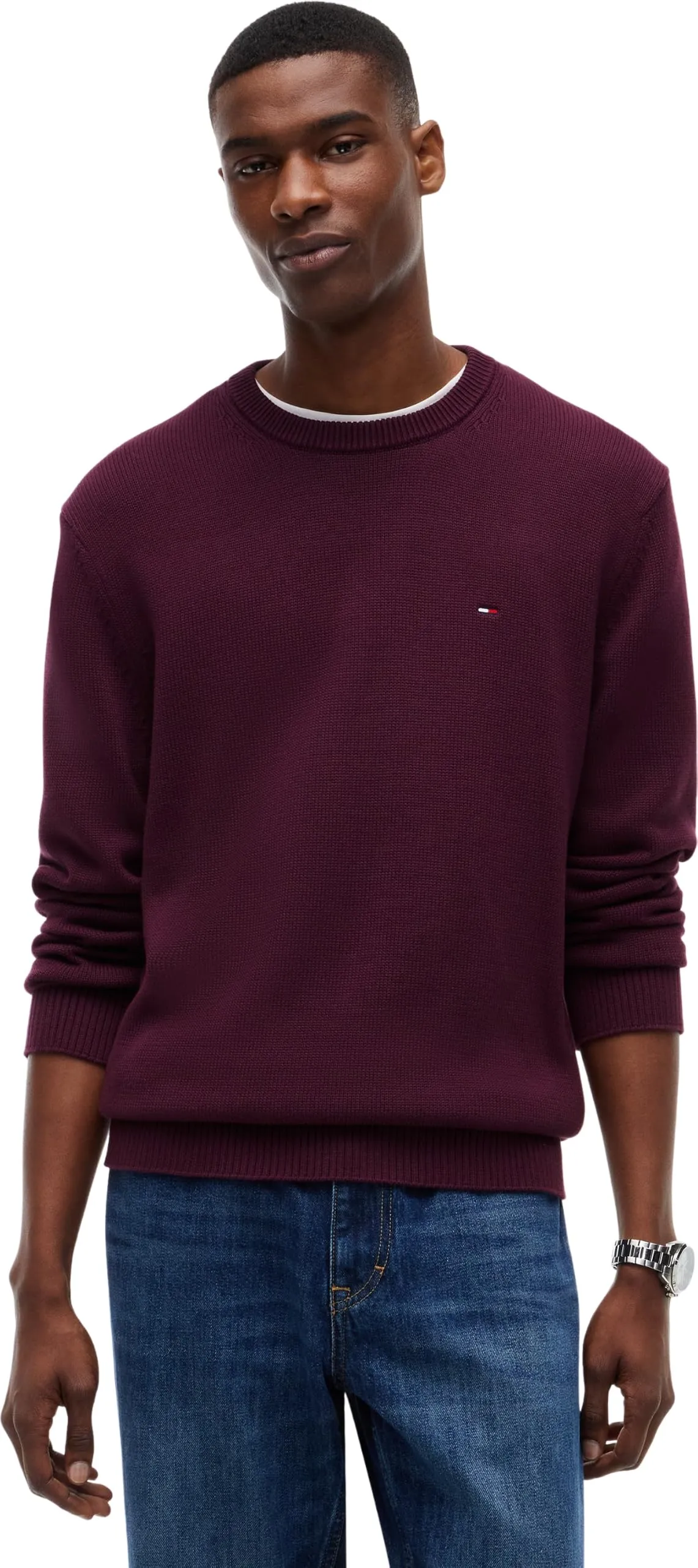 Tommy Jeans Tjm Slim Ess Sweater Ext Dm0Dm21787 Pullover Maglione, Viola (Calypso Berry), 3XL - immagine 1