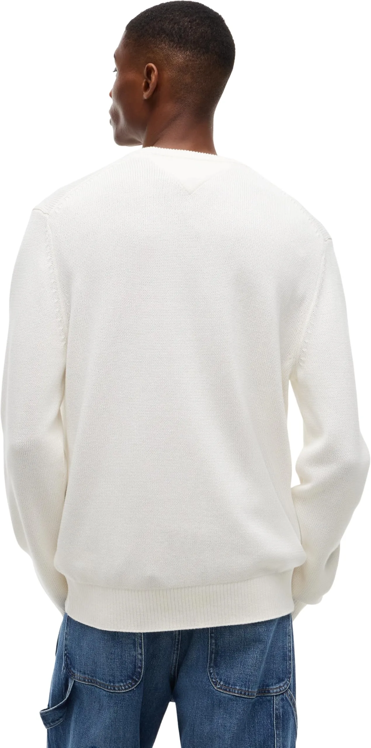 Tommy Jeans Uomo Pullover Sweater Slim Fit, Bianco (off White), L - immagine 2