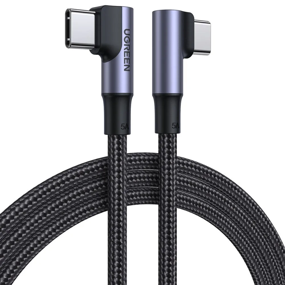Cavo dati e ricarica USB-C - USB-C UGREEN US335 angolato, 100W, 1m, nero - immagine 1