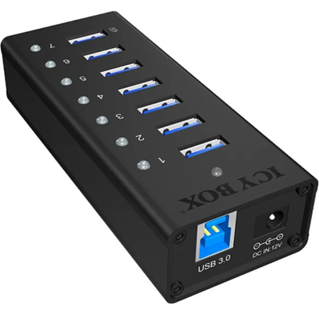 IB-AC618 USB 3.2 Gen 1 (3.1 Gen 1) Type-B 5000 Mbit/s Nero, Hub USB - immagine 1