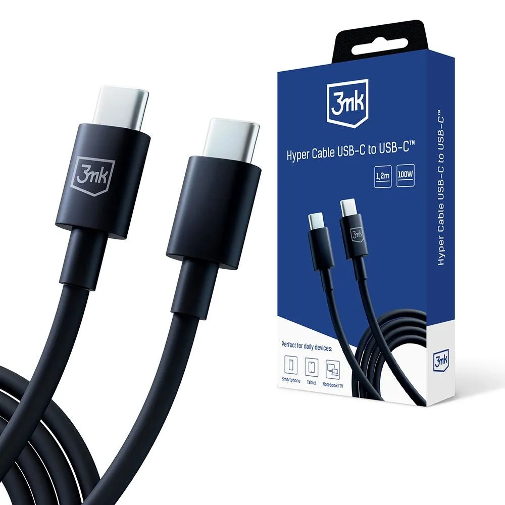 Cavo Dati e Ricarica USB-C - USB-C 3MK Hyper, 100W, 1.2m, Nero - immagine 1