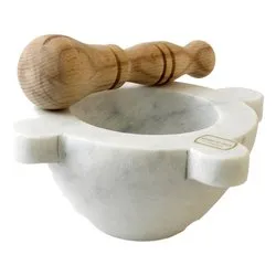 Mortaio (18x10cm) con pestello legno Bianco - immagine 1