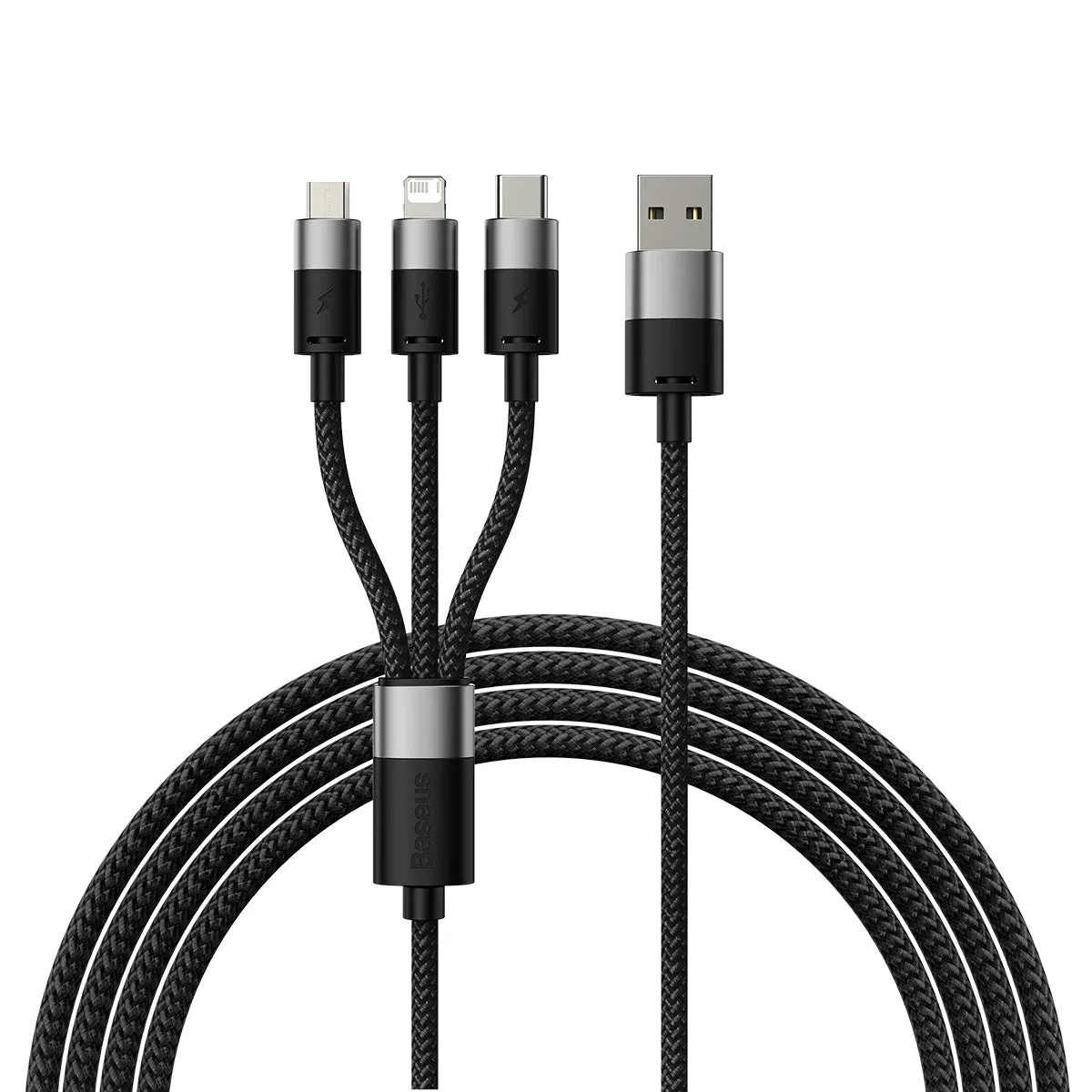 Cavo di Ricarica USB-A - Lightning / microUSB / USB-C Baseus StarSpeed 3in1, 20W, 1.2m, Nero CAXS000001 - immagine 1