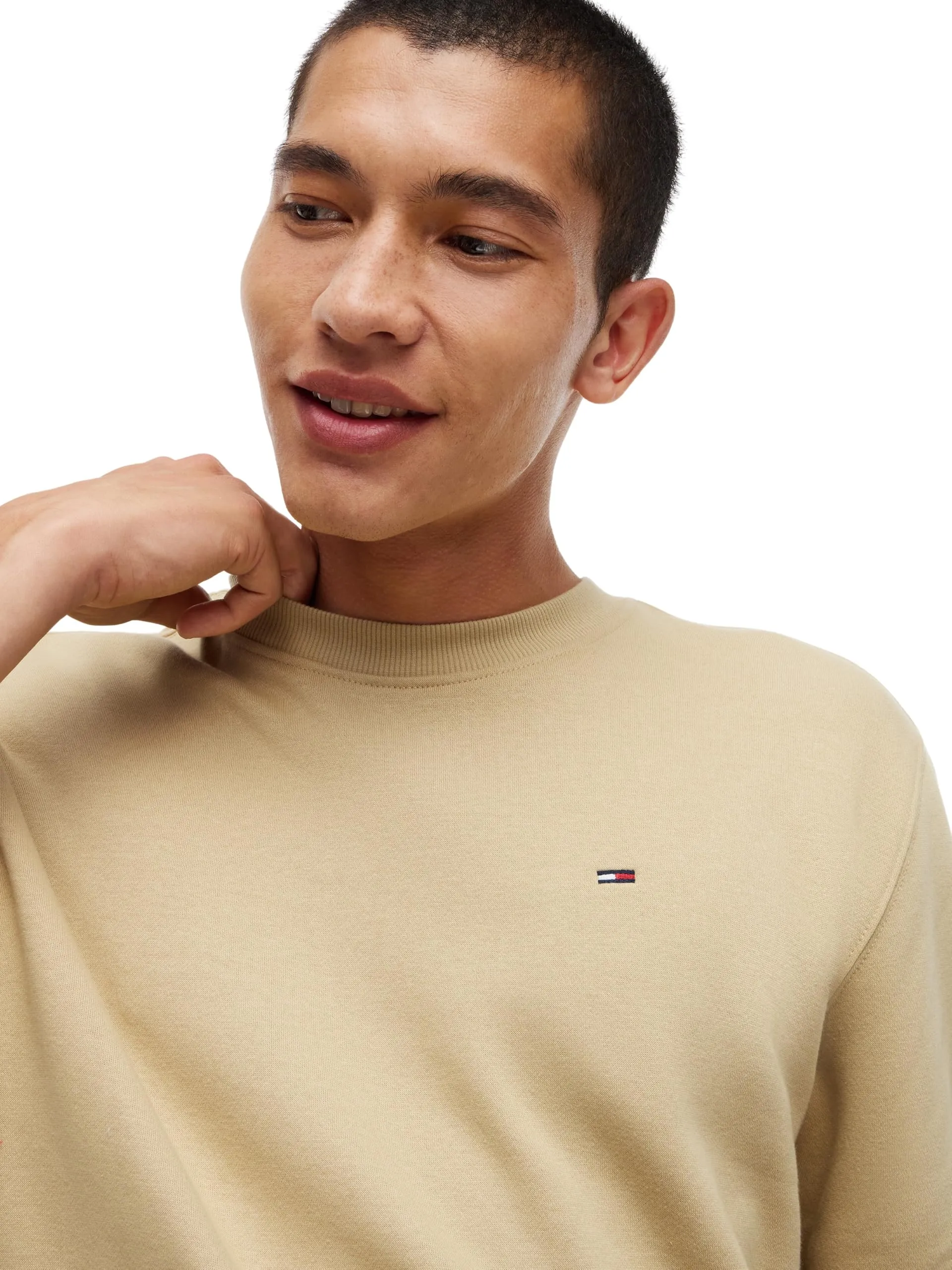 Tommy Jeans Felpa da Uomo Tjm Reg S Flag Crew Dm0Dm20741, Beige, 3XL - immagine 5