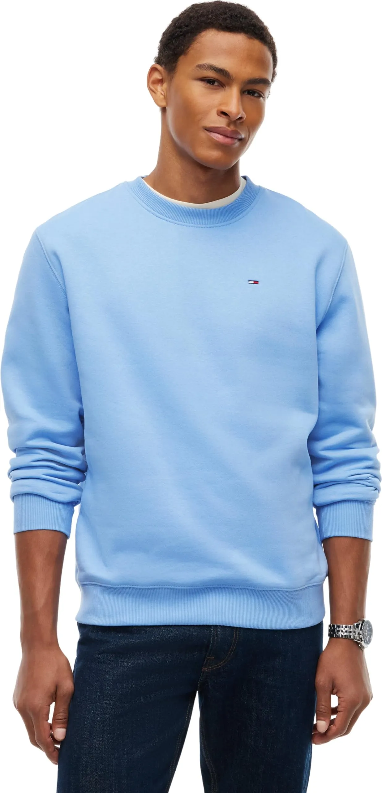 Tommy Jeans Felpa da Uomo Tjm Reg S Flag Crew Dm0Dm20741, Blu (Westside Blue), M - immagine 1