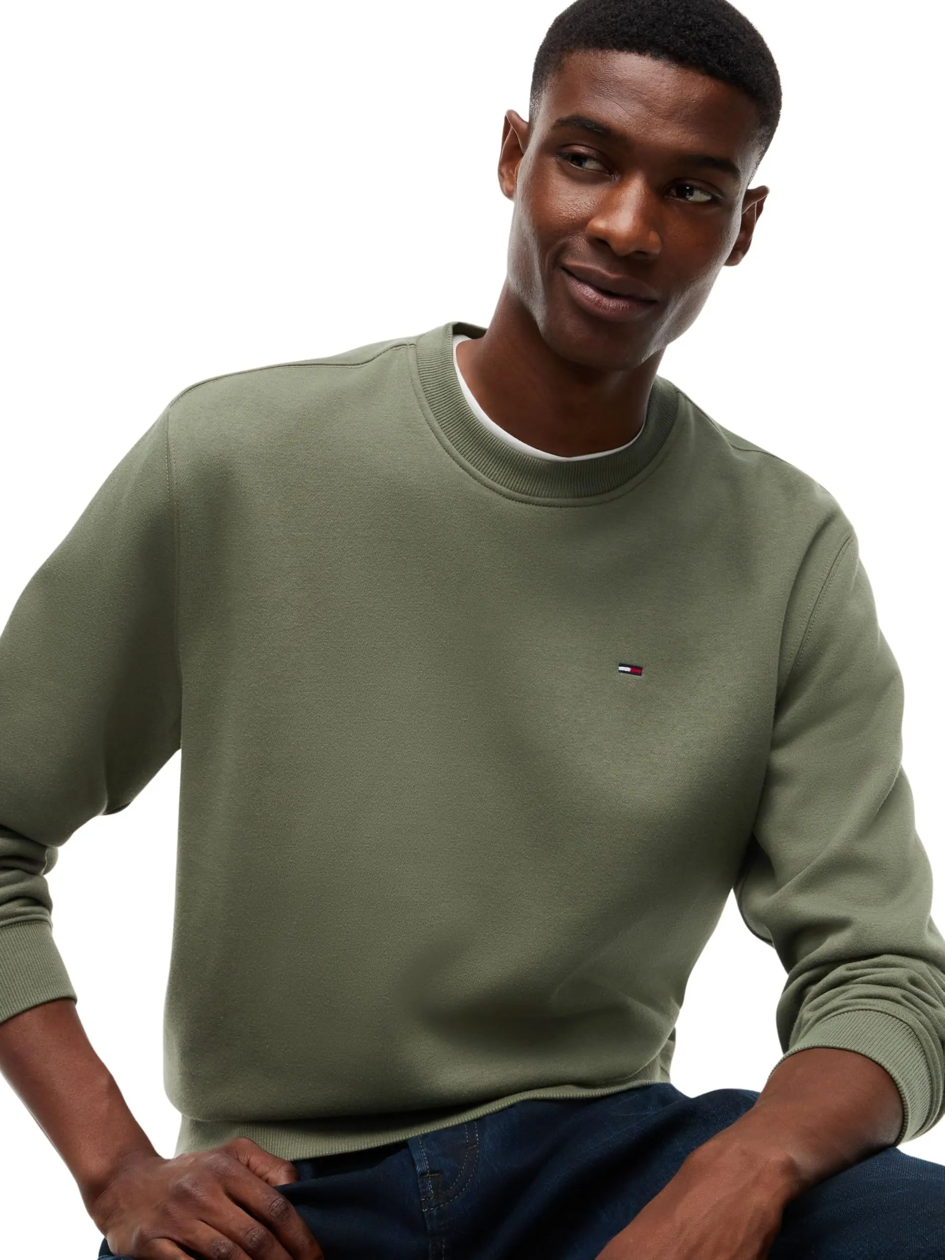 Tommy Jeans Felpa da Uomo Tjm Reg S Flag Crew Dm0Dm20741, Verde (Rocky Mountain), XXL - immagine 5