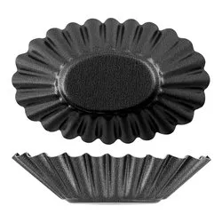 Set stampi budino 6 pz alluminio antiaderente (7x5x1,5cm) Ovali Ricce Grigio 40047 - immagine 1