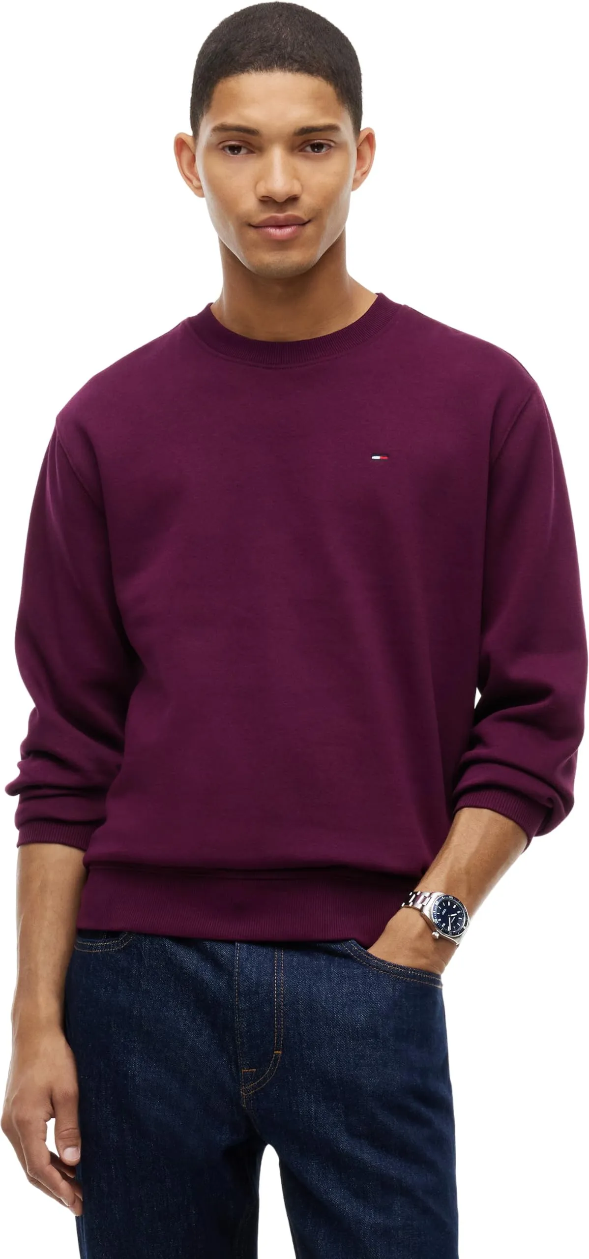 Tommy Jeans Men Tjm Reg S Flag Crew Dm0Dm20741 Pullover Sweatshirt, Purple (Calypso Berry), XS - immagine 1