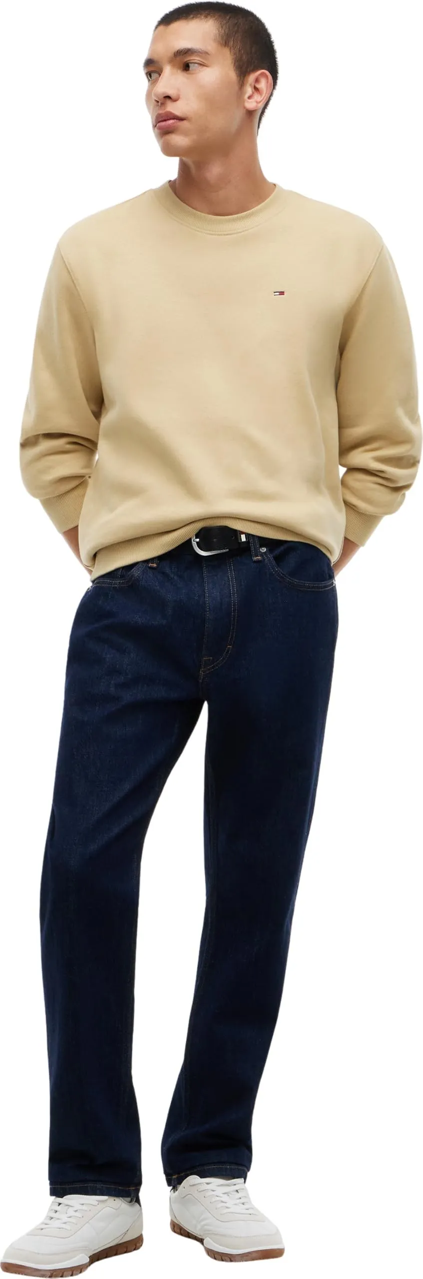 Tommy Jeans Felpa da Uomo Tjm Reg S Flag Crew Dm0Dm20741, Beige, L - immagine 6