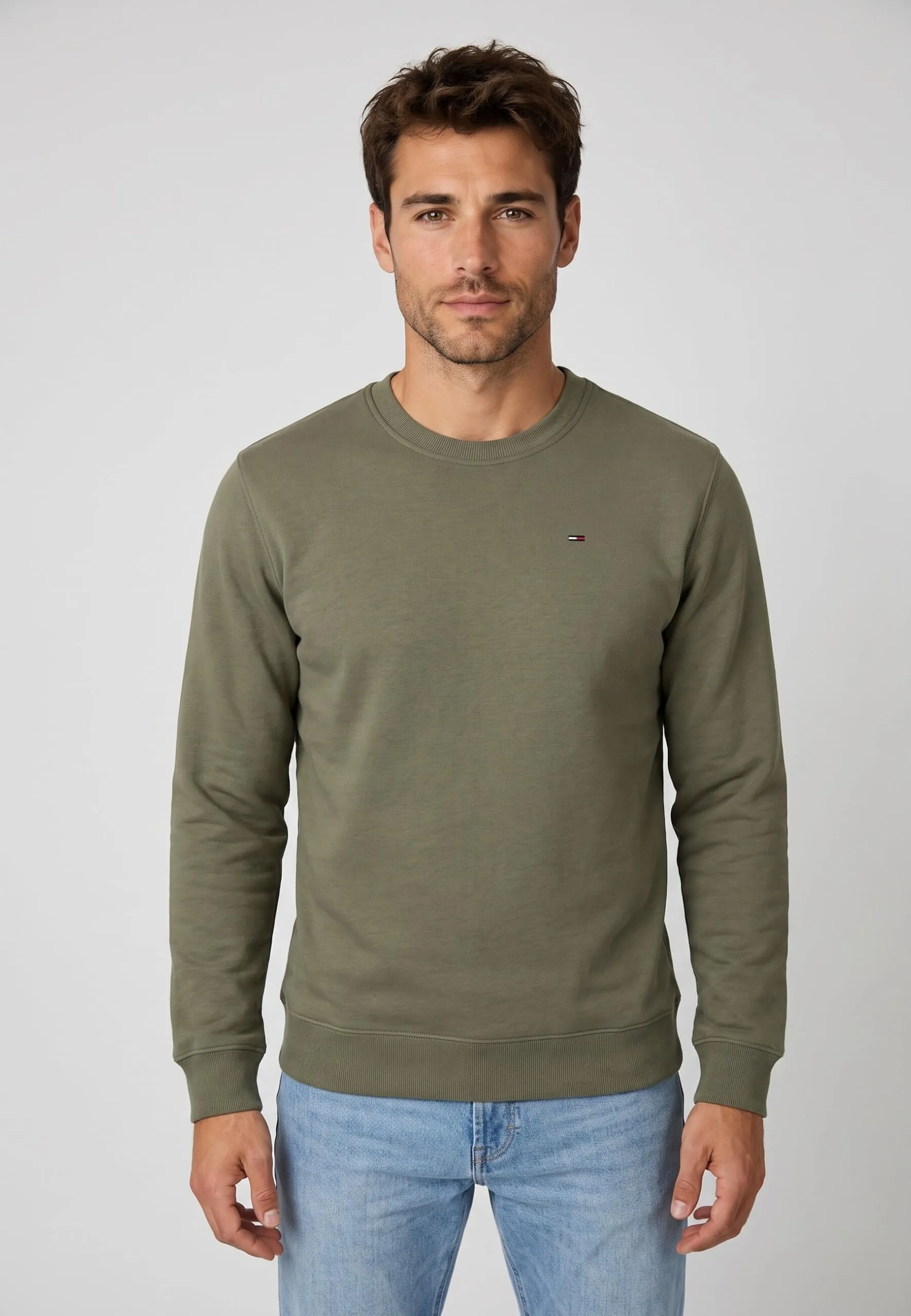 Tommy Jeans Felpa da Uomo Tjm Reg S Flag Crew Dm0Dm20741, Verde (Rocky Mountain), L - immagine 3