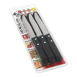Set coltelli bistecca Inox 6 pz lama dentata (11,5cm) RIVETTATA Nero 28RBV6N - immagine 1