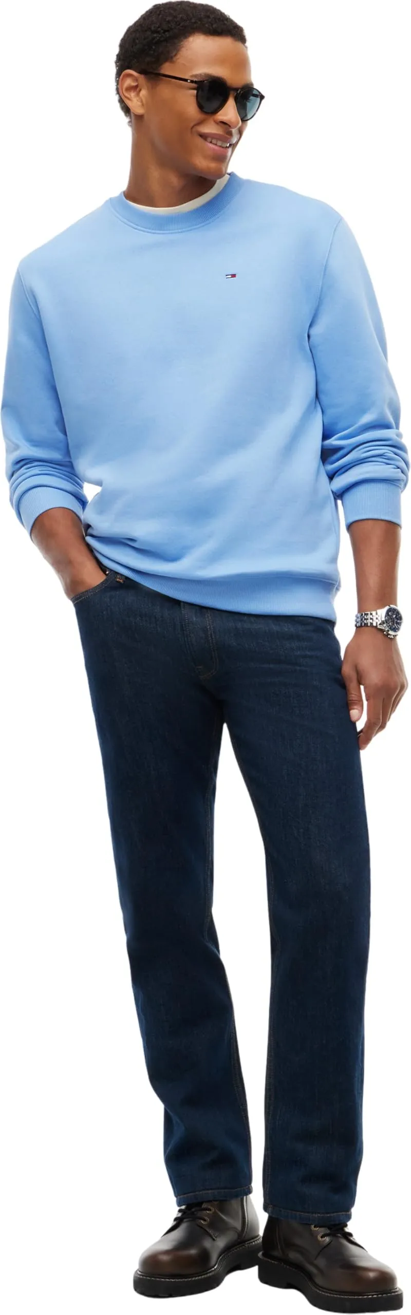 Tommy Jeans Felpa da Uomo Tjm Reg S Flag Crew Dm0Dm20741, Blu (Westside Blue), XXL - immagine 4