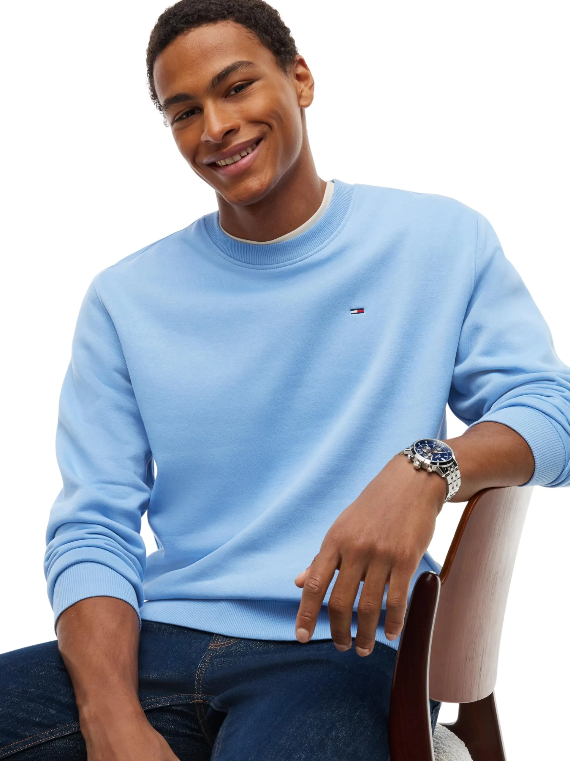 Tommy Jeans Felpa da Uomo Tjm Reg S Flag Crew Dm0Dm20741, Blu (Westside Blue), 4XL - immagine 3