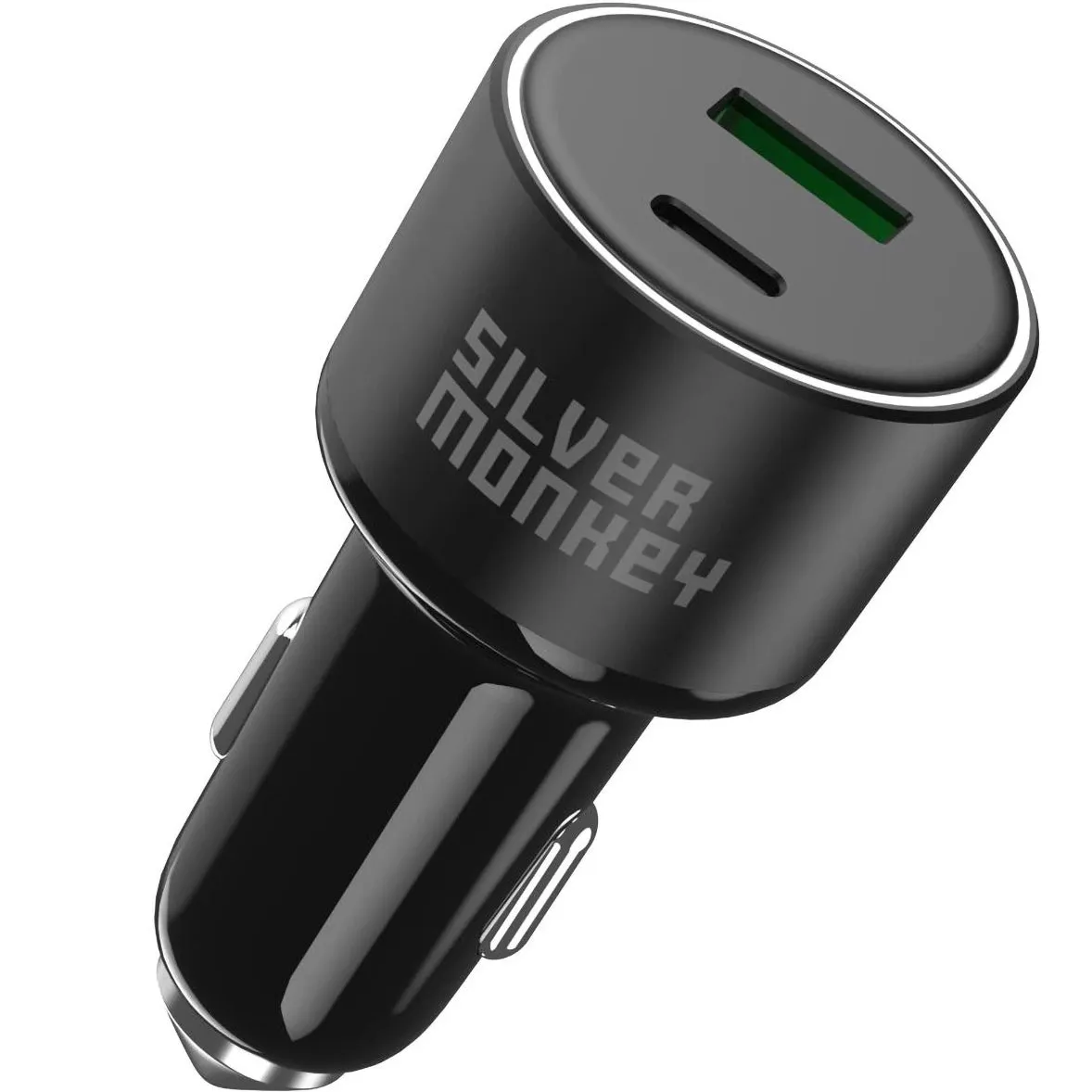 Caricabatterie da auto Silver Monkey SMA014, 100W, 3A, 1 x USB-A - 1 x USB-C, Nero - immagine 1