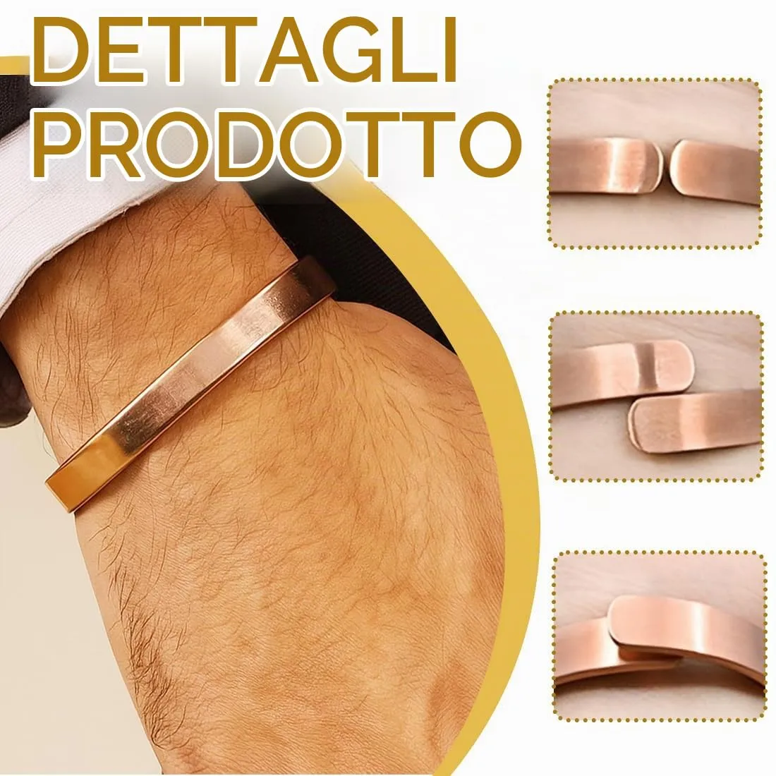 Braccialetto Magnetico in Rame per Uomo e Donna,1 Pezzi Rame Braccialetto per Magnetoterapia, con 6 Potenti Magneti Bracciali Regolabili Braccialetti in Rame con Calamita Gioielli - immagine 2