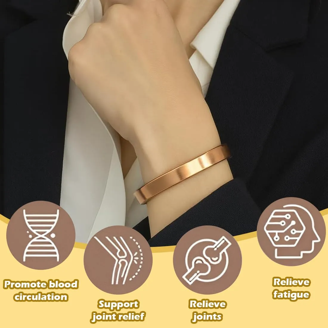 Braccialetto Magnetico in Rame per Uomo e Donna,1 Pezzi Rame Braccialetto per Magnetoterapia, con 6 Potenti Magneti Bracciali Regolabili Braccialetti in Rame con Calamita Gioielli - immagine 4