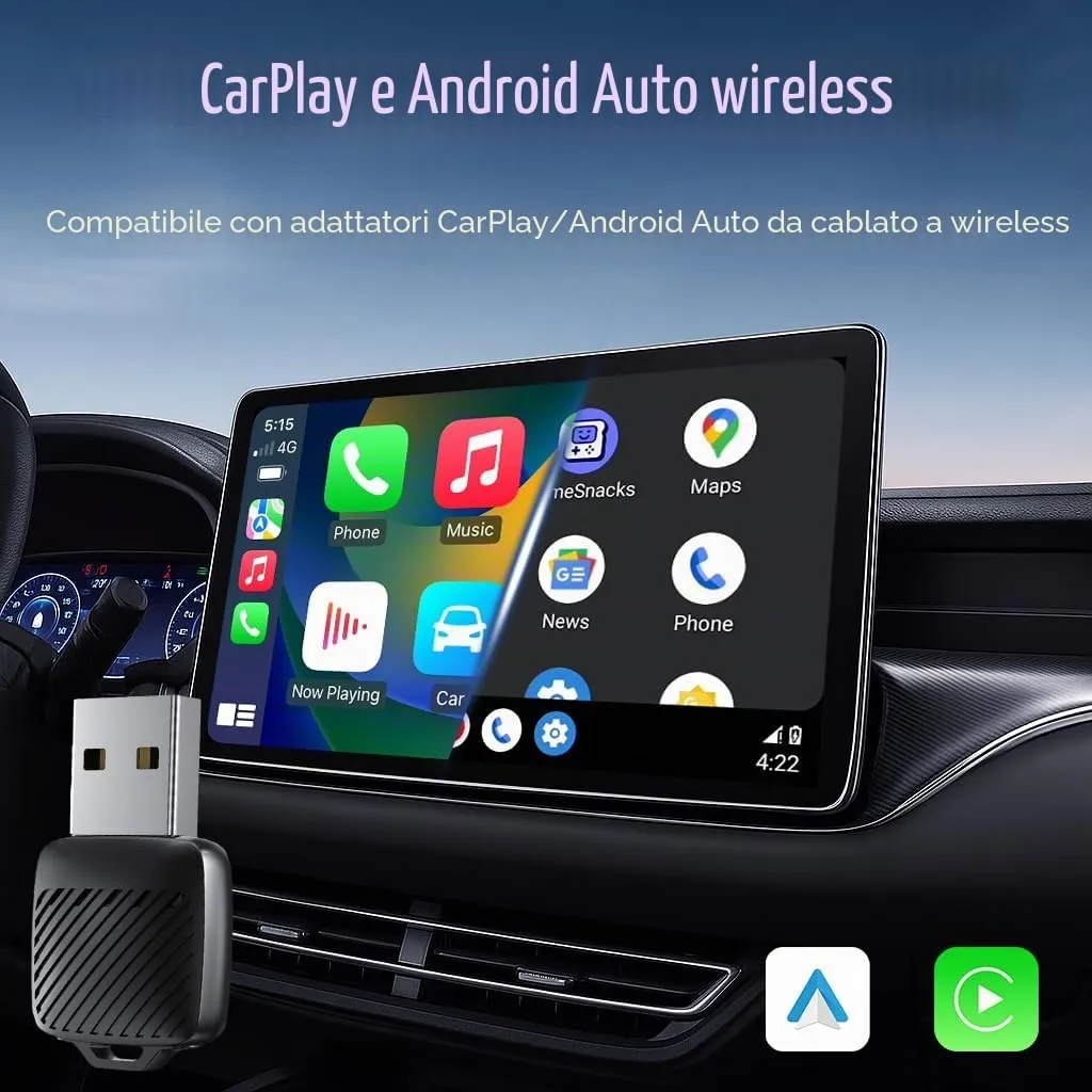 sunweyer Adattatore Wireless CarPlay & Android Auto Mini S30 - immagine 4