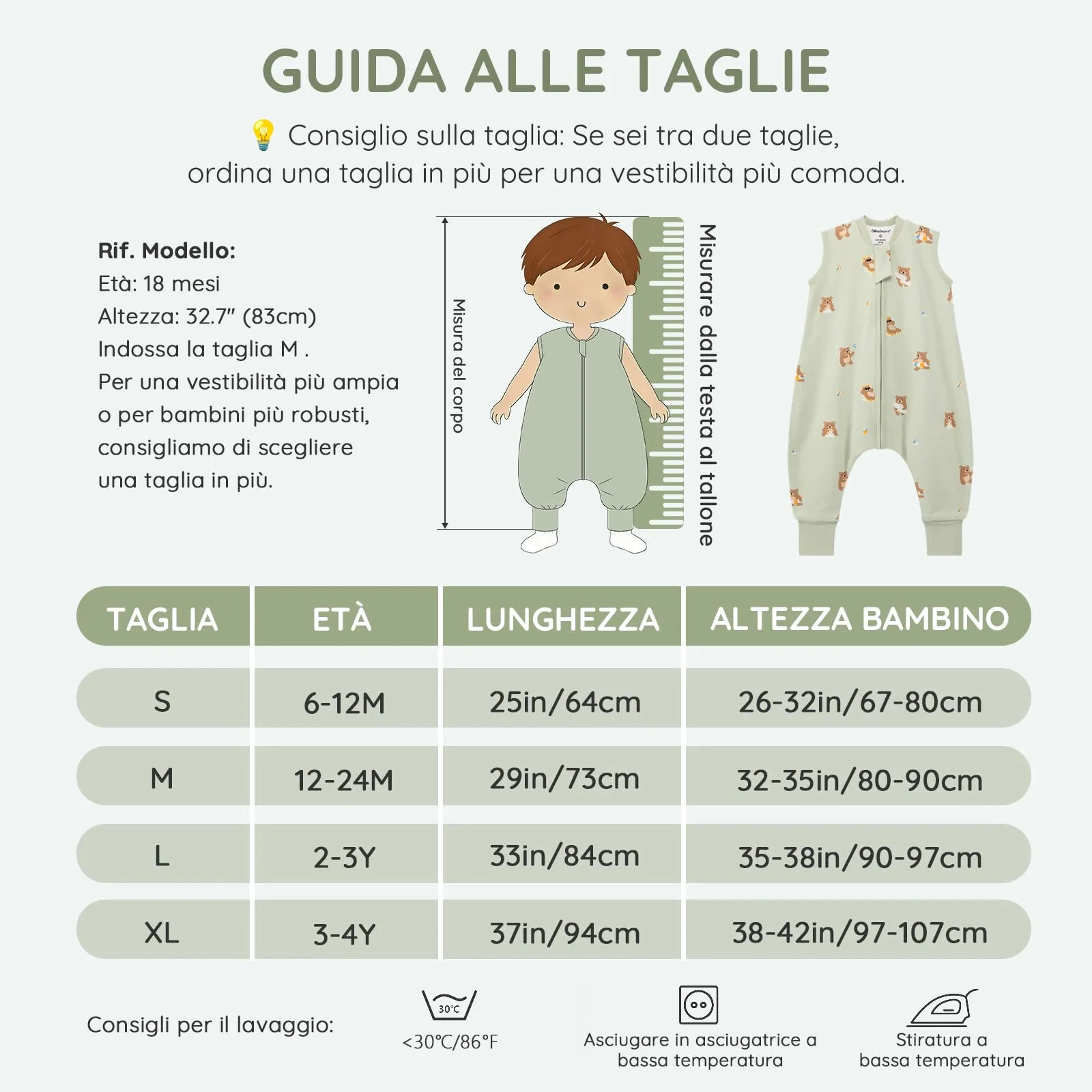 Mosebears Sacco Nanna 1 Tog per Bambini - Leggermente Imbottito Cotone Traspirante,primaverile e autunno(95cm(3-4 anni)) - immagine 5